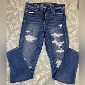 American Eagle Outfitters Ripped Blue Boyfriend Jeans